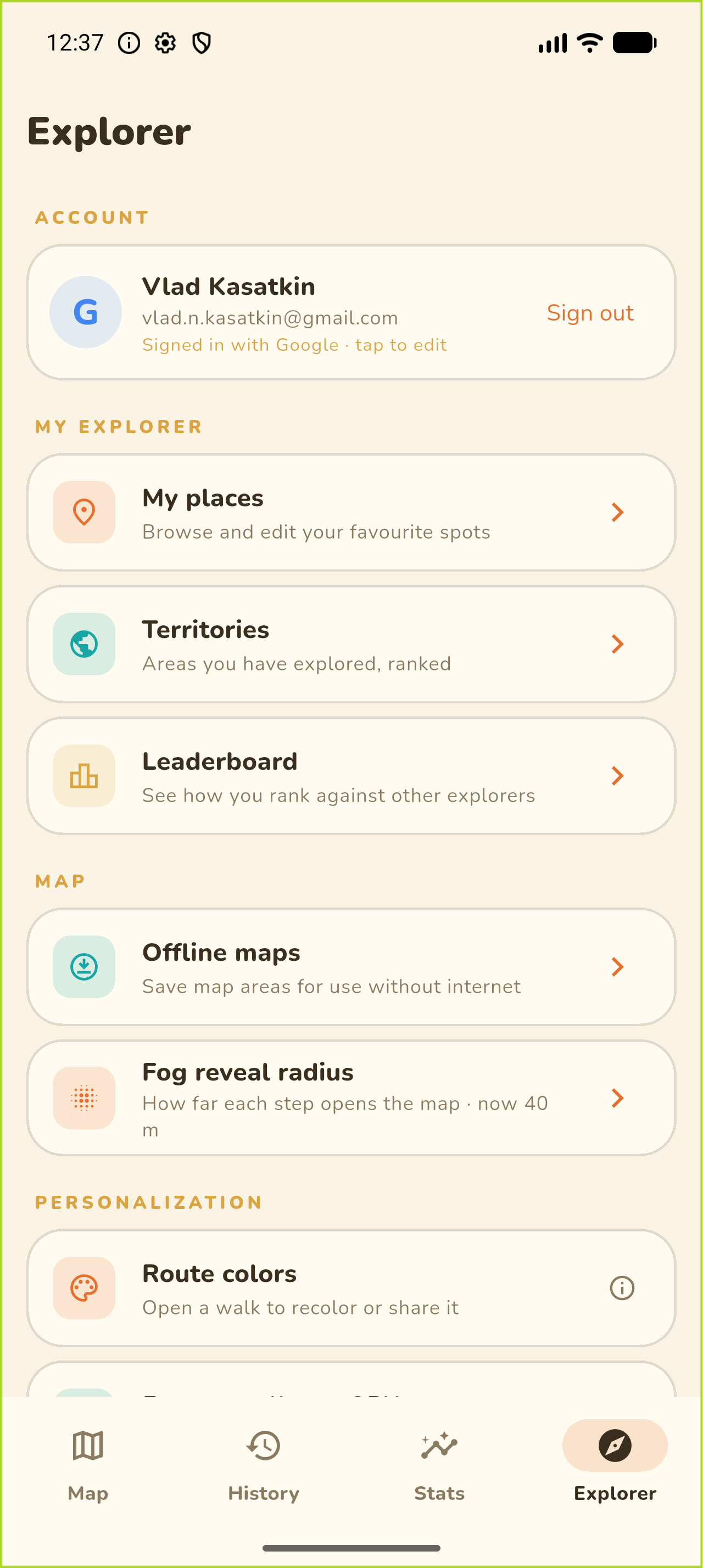 Explorer profile